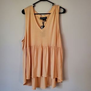 NWT DKNY JEANS V-Neck Sleeveless Peplum Top